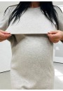 Платье бежевый меланж для беременных и кормящих (мм103)